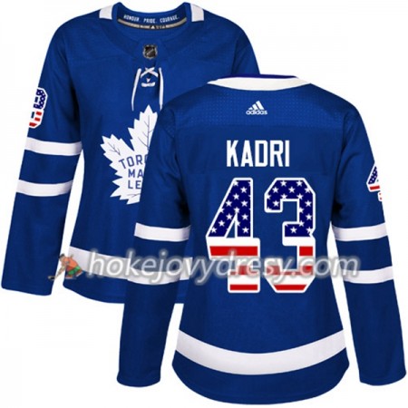 Dámské Hokejový Dres Toronto Maple Leafs Nazem Kadri 43 2017-2018 USA Flag Fashion Modrá Adidas Authentic